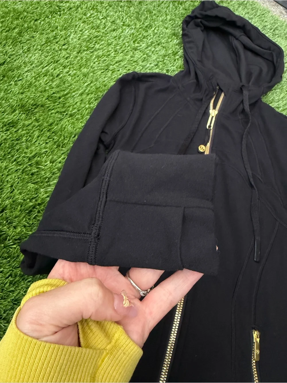 Lululemon Define Jacket Hoodie Gold Hardware Soft Nulu Square Dot Size 0